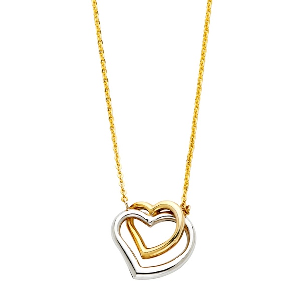 Jewelry - 14k solid yellow gold 2 Heart Pendant Necklace Jewelry - 14k solid yellow gold 2 Heart Pendant Necklace